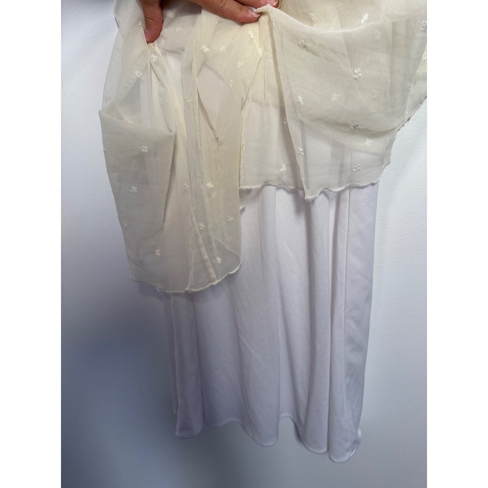 90s Vintage Rabbit‎ Rabbit Rabbit Designs Mesh Maxi Dress Women S/M White Floral - Picture 9 of 11